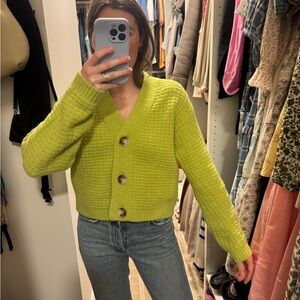 Green Chunky Cardigan Sweater